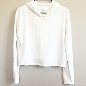 HOLLISTER Waffle Knit Long Sleeve Top With Hood White Size Small